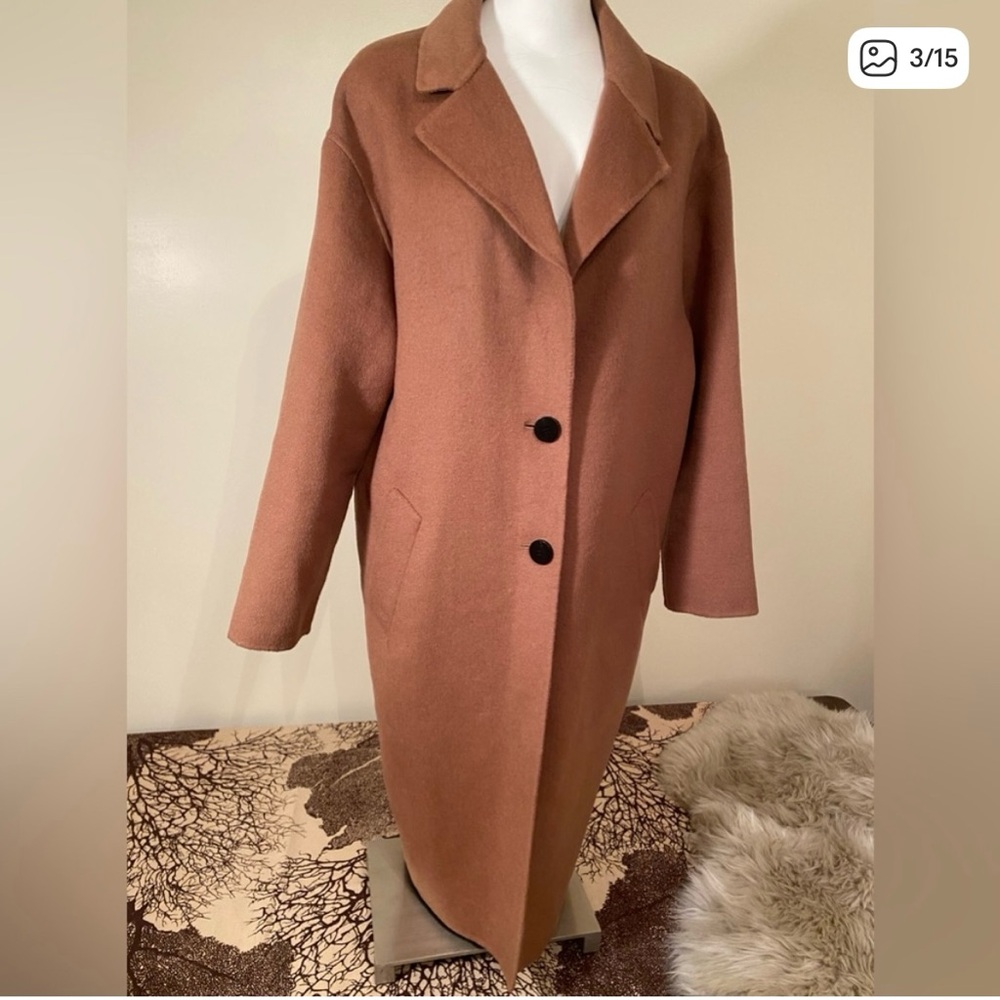 Lamarque Wool Long Button Coat - Picture 3 of 10